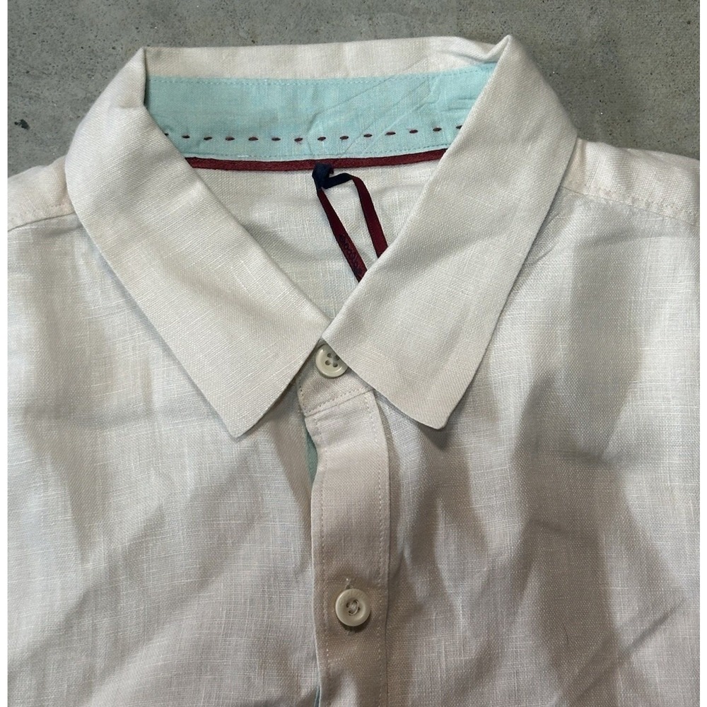 Levi's Redloop Cream Button Up Collared 100% Line… - image 2